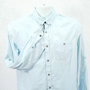 Reaction Kenneth Cole Men's Medium Blue Check Button Down Pocket Front Long Slee